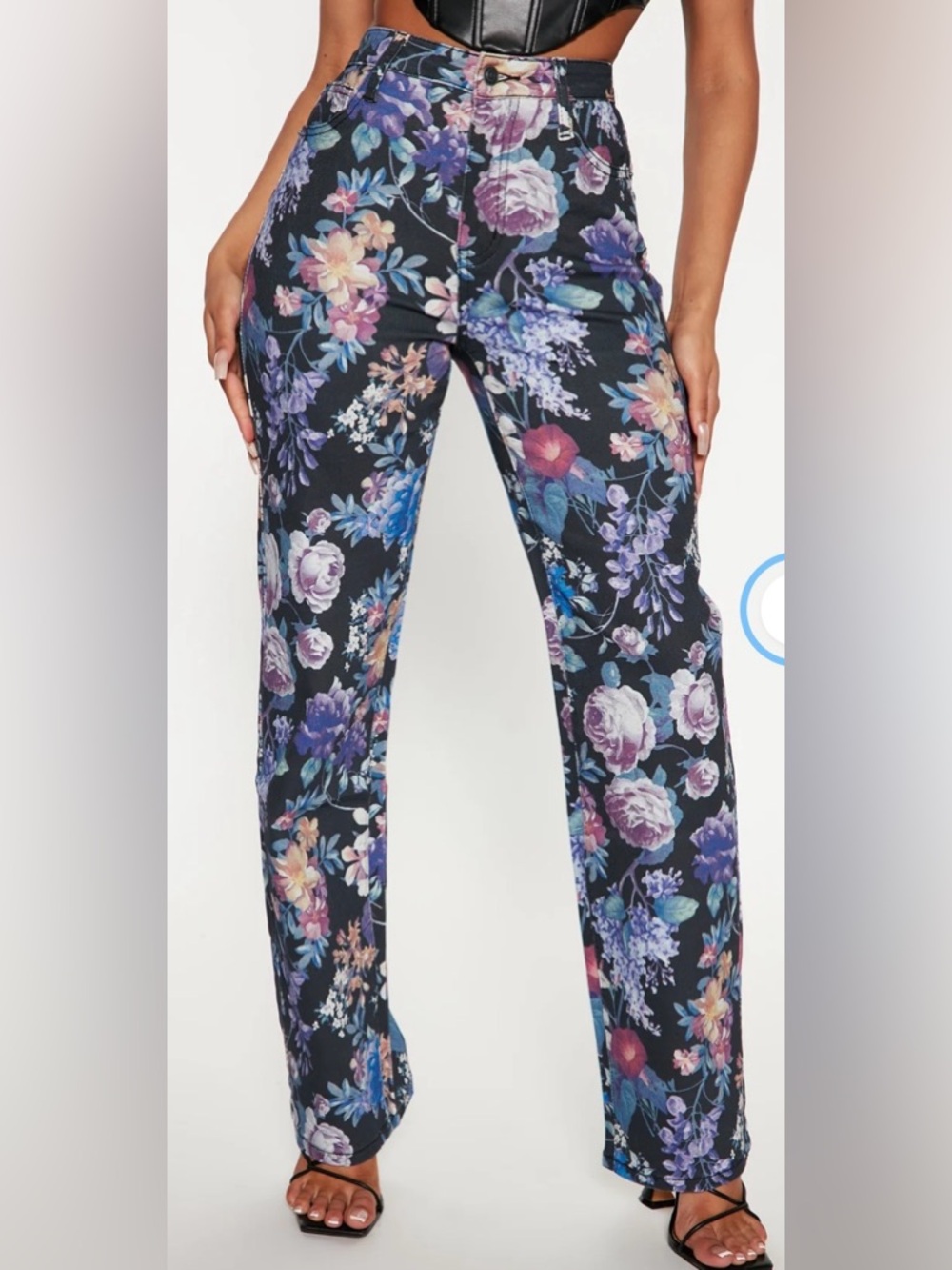 Fashion Nova Floral Straight Leg Jeans | Isabel’s Garden - Black Multi